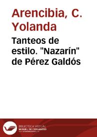 Tanteos de estilo. 'Nazarín' de Pérez Galdós