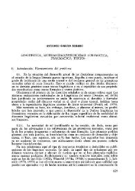 Lingüística, literaridad ; poeticidad (Gramática, Pragmática, Texto)