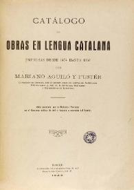 Catálogo de obras en lengua catalana impresas desde 1474 hasta 1860