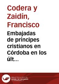Embajadas de príncipes cristianos en Córdoba en los últimos años de Alhaquem II