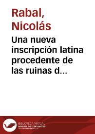 Una nueva inscripción latina procedente de las ruinas de Numancia