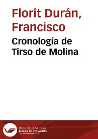 Cronología de Tirso de Molina