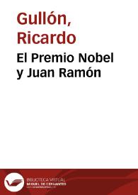 El Premio Nobel y Juan Ramón