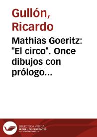 Mathias Goeritz: 'El circo'. Once dibujos con prólogo de Sebastián Gasch. Colección Hoy. Barcelona, 1949