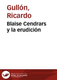 Blaise Cendrars y la erudición