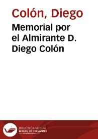 Memorial por el Almirante D. Diego Colón