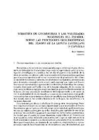 Sebastián de Covarrubias y las variedades regionales del español. Sobre las precisiones geolingüisticas del 'Tesoro de la lengua castellana o...