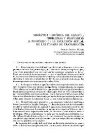 Semántica histórica del español: problemas y propuestas (a propósito de la evolución actual de las formas de tratamiento)