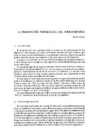 La innovación fonológica del judeoespañol