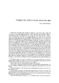 Teorías del estilo en el Siglo de Oro