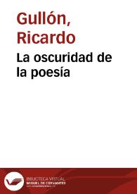 La oscuridad de la poesía