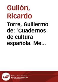 Torre, Guillermo de: 
