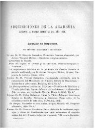 Adquisiciones de la Academia durante el primer semestre del año 1895