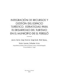 Integración de recursos y gestión del espacio turístico. Estrategias para el desarrollo del turismo en el municipio de El Perelló