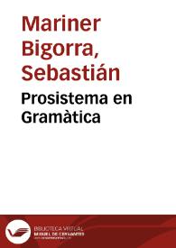 Prosistema en Gramàtica