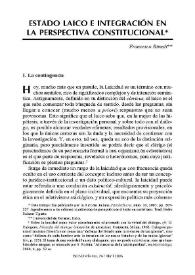 Estado laico e integración en la perspectiva constitucional