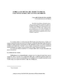 Sobre la escritura del árabe coloquial. Unas notas acerca de las vocales breves