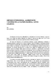 Simposio Internacional «Alimentación y sociedad en la cultura islámica», Xátiva (Valencia)