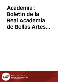 Academia : Boletín de la Real Academia de Bellas Artes de San Fernando. Primer semestre de 1998. Número 86. Preliminares e índice