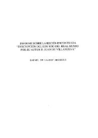 Informe sobre la recién encontrada 'Descripción del edificio del Real Museo por su autor D. Juan de Villanueva'