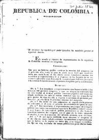 Decreto sobre la asignación de rentas a congresistas desplazados llamados a la capital (Bogotá, 20 de julio de 1824)