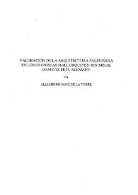 Valoración de la arquitectura palmesana en los cronistas mallorquines: Binimelis, Dameto, Mut, Alemany
