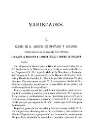 Elogio de D. Agustín de Montiano y Luyando, primer director de la Academia de la Historia, leído ante la misma por D. Lorenzo Diéguez y Ramírez de Arellano