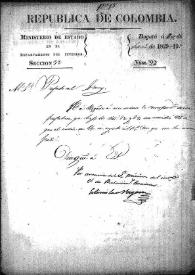 Notificación de oficio del Ministro de Estado en el Departamento de Interior de la correspondencia recibida del Prefecto de Azuay. (Bogotá, 29 de septiembre de 1829)