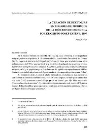 La creación de rectorías en lugares de moriscos de la diócesis de Orihuela por el obispo Josep Esteve,1597