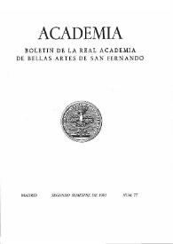 Academia: Boletín de la Real Academia de Bellas Artes de San Fernando. Segundo semestre de 1993. Número 77. Preliminares e índice