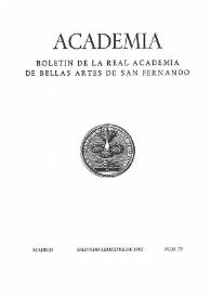 Academia: Boletín de la Real Academia de Bellas Artes de San Fernando. Segundo semestre de 1992. Número 75. Preliminares e índice