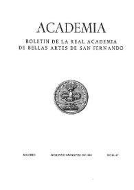 Academia: Boletín de la Real Academia de Bellas Artes de San Fernando. Segundo semestre de 1988. Número 67. Preliminares e índice