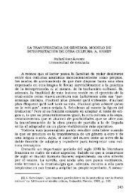 La transferencia de géneros, modelo de interpretación de otra cultura: A. Hardy