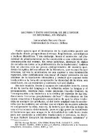 Lectura y éxito editorial de De L' Amour de Stendhal, en España