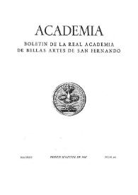 Academia: Boletín de la Real Academia de Bellas Artes de San Fernando. Primer semestre de 1987. Número 64. Preliminares e índice