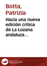 Hacia una nueva edición crítica de La Lozana andaluza (I)