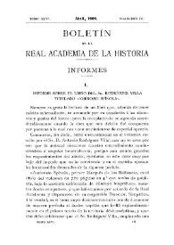 Informe sobre el libro del Sr. Rodríguez Villa titulado 'Ambrosio Spínola'