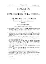 Adquisiciones de la Academia durante el segundo semestre del año 1905