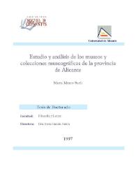 Estudio y análisis de los museos y colecciones museográficas de la provincia de Alicante