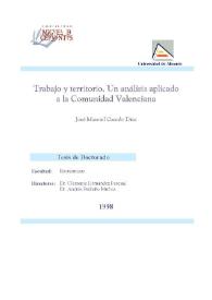 Trabajo y territorio. Un análisis aplicado a la Comunidad Valenciana