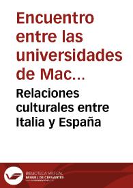 Relaciones culturales entre Italia y España