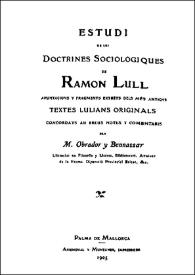 Estudi de les doctrines sociologiques de Ramon Llull