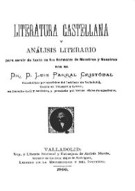 Literatura castellana y análisis literario para servir de texto en las Normales de Maestros y Maestras