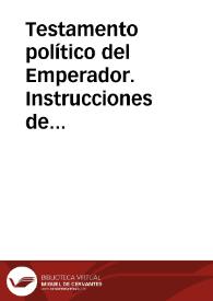 Testamento político del Emperador. Instrucciones de Carlos V a Felipe II sobre política exterior [Augusta, 18 de enero de 1548]