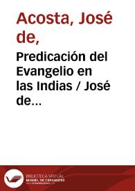 Predicación del Evangelio en las Indias