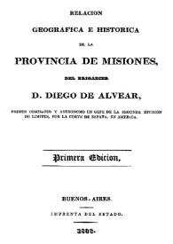 Relación geográfica e histórica de la provincia de Misiones