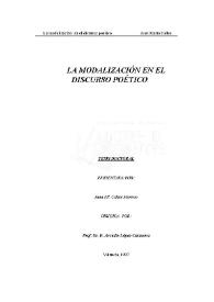 La modalización en el discurso poético