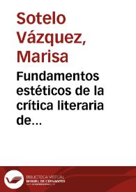 Fundamentos estéticos de la crítica literaria de Emilia Pardo Bazán