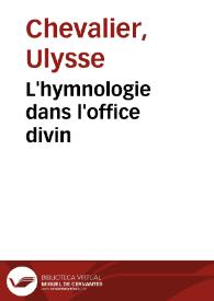 L'hymnologie dans l'office divin