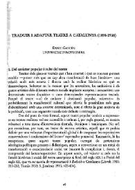 Traduir i adaptar teatre a Catalunya (1898-1938)
